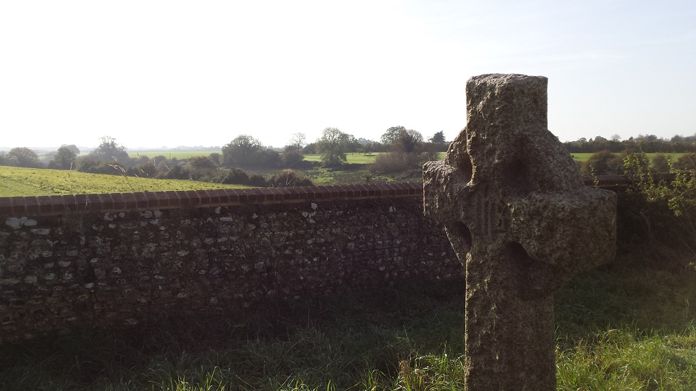 Village Church cross and wall in Arundel